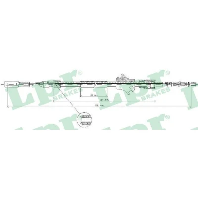 Bilde av LPR C0030B Bremsekabel 1410/820 Trommelbrems AUDI: 100 C3 Sedan
