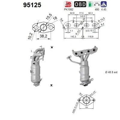 Bilde av AS 95125 Katalysator Euro 5 TOYOTA: Yaris II Hatchback, Auris Hatchback