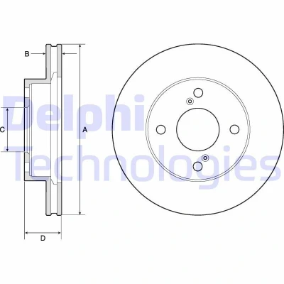 Bilde av DELPHI BG4810C Bremseskiver 231 20 4 ventilert belagt ubehandlet uten hjullager, ABS sensorring