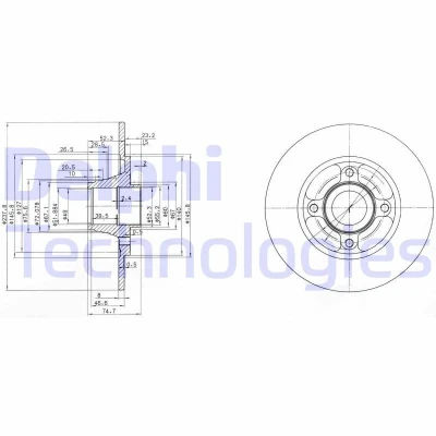 Bilde av DELPHI BG3360 Bremseskiver 238 8 4 fullt ut oljet ubehandlet uten hjullager, ABS sensorring