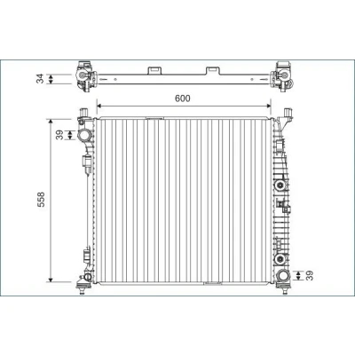 Bilde av VALEO 701167 Radiator Aluminium 558 600 26 uten kjølemiddelregulator Kjøleribber loddet