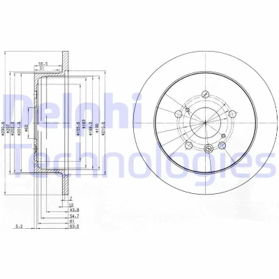 Bilde av DELPHI BG3779 Bremseskiver 291 12 5 fullt ut oljet ubehandlet uten hjullager, ABS sensorring TOYOTA: Previa / Estima II, Avensis Verso