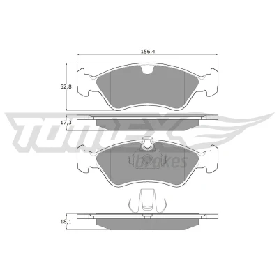 Bilde av TOMEX brakes TX 12 98 Bremseklosser framaksel klargjort for slitasjeindikator OPEL: Vectra A Sedan, Omega Calibra A, DAEWOO: Lanos Sedan