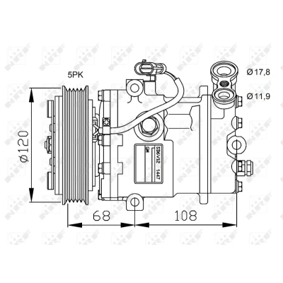 Bilde av NRF 32775 Kompressor SD6V12 1447 12 PAG 46 med tetningsring