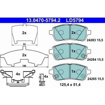 Bilde av Bremseklosser sett, Framaksel, daihatsu materia, sirion, mazda 2, subaru justy iv, suzuki baleno, swift 04465 B1120 000, B1190