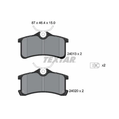 Bilde av TEXTAR 2401301 Bremseklosser ikke klargjort for slitasjeindikator TOYOTA: Avensis I Sedan, Corolla VIII Liftback, Stasjonsvogn