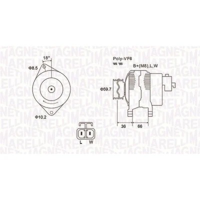 Bilde av MAGNETI MARELLI 063731901010 Dynamo 12V 100A OPEL: Combo C Varebil / Stasjonsvogn, Meriva A