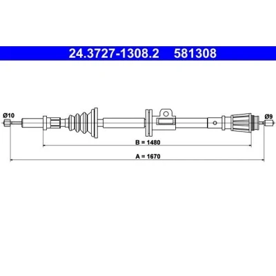 Bilde av ATE 24.3727 1308.2 Bremsekabel 1670 VOLVO: V70 I