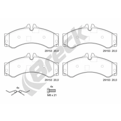 Bilde av BRECK 29153 00 703 Bremseklosser klargjort for slitasjeindikator MERCEDES BENZ: Sprinter 3 T Minibuss, 5 Flatvogn lastebil/Chassis