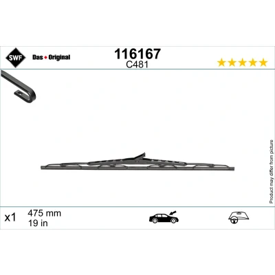 Bilde av Vindusvisker Swf 116167 475mm Bøyleviskeblad 19tomme MINI: Hatchback, Clubman, OPEL: Vectra C Caravan, B Sedan, CC
