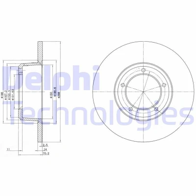 Bilde av DELPHI BG2297 Bremseskiver 298 14 5 fullt ut oljet ubehandlet uten hjullager, ABS sensorring LAND ROVER: Range Rover 2, Defender Pick up