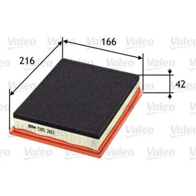 Bilde av VALEO 585260 Luftfilter 42 166 216 Filterinnsats med forfilter MINI: Hatchback, Cabrio, FORD: FIESTA 5, MAZDA: 2 Hatchback