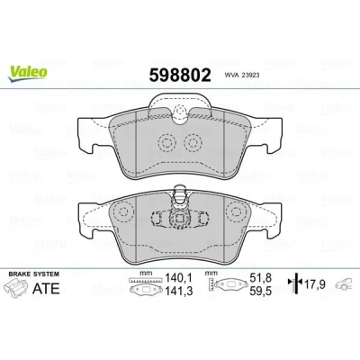 Bilde av VALEO 598802 Bremseklosser bakaksel med antihyle blikk MERCEDES BENZ: ML Klasse, GLK, GL