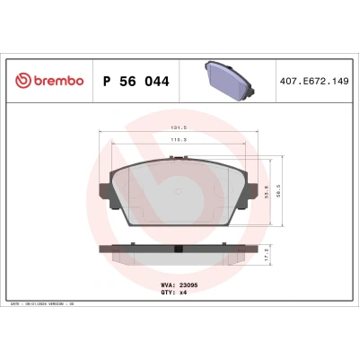 Bilde av BREMBO P 56 044 Bremseklosser ekskl. slitasjevarselkontakt uten tilbehør NISSAN: Primera Stasjonsvogn