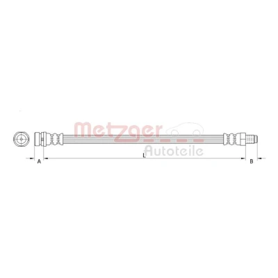 Bilde av METZGER 4111335 Bremseslange venstre bakaksel, høyre ved bremsekaliper 275mm M10 x 1mm