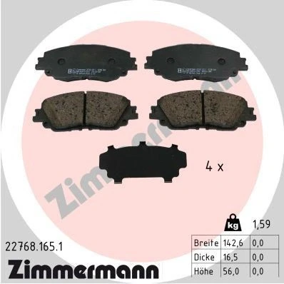 Bilde av ZIMMERMANN 22768.165.1 Bremseklosser Bildet viser leveranseinnholdet TOYOTA: RAV4 V, Camry VIII Sedan