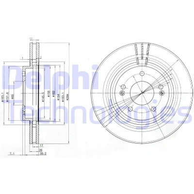 Bilde av DELPHI BG3860 Bremseskiver 294 26 5 ventilert oljet ubehandlet uten hjullager, ABS sensorring HYUNDAI: Santa Fe 2, I