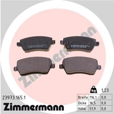 Bilde av ZIMMERMANN 23973.165.1 Bremseklosser med akustisk slitasjevarsel Bildet viser leveranseinnholdet SUZUKI: SWIFT 3, NISSAN: Note II Hatchback, MICRA 5