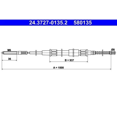 Bilde av ATE 24.3727 0135.2 Bremsekabel 1500 VOLKSWAGEN: GOLF 3