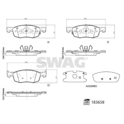 Bilde av SWAG Bremseklosser framaksel med akustisk slitasjevarsel 33 10 9110 TOYOTA: Yaris IV