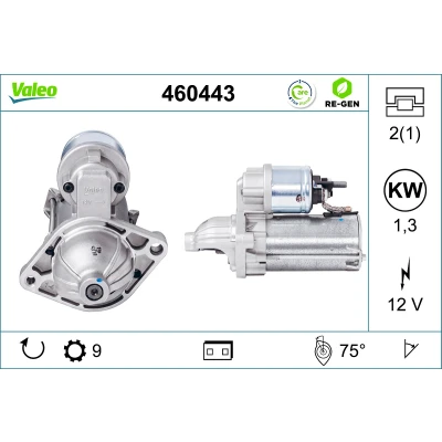 Bilde av VALEO 460443 Starter 12 1,3 9 OPEL: Combo C Varebil / Stasjonsvogn, Tour, FIAT: 500 Hatchback, Doblo II Stasjonsvogn