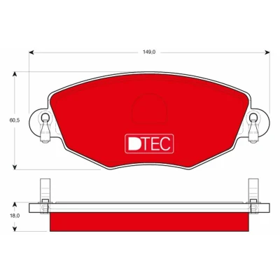 Bilde av TRW DTEC COTEC GDB1434DTE Bremseklosser ikke klargjort for slitasjeindikator FORD: MONDEO 3 Kombi, 3, Stufenheck, JAGUAR: X Type Sedan