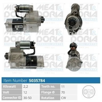 Bilde av MEAT &amp; DORIA 5035784 Starter 12V 2,2kW 11 30 50 70mm NISSAN: NP300 Navara Pick up, Pathfinder 3