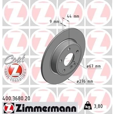Bilde av ZIMMERMANN COAT Z 400.3680.20 Bremseskiver 276 9 6/5 5 112 fullt ut belagt MERCEDES BENZ: A Klasse, B CLA Coupé