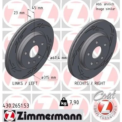 Bilde av ZIMMERMANN 430.2651.53 Bremseskiver 315 23 6/5 5 120 innvendig ventilert, med sliss belagt OPEL: Insignia B Sports Tourer, Grand Sport