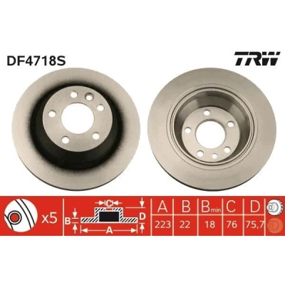 Bilde av TRW DF4718S Bremseskiver 314 22 5 120 ventilert spraylakkert VOLKSWAGEN: Multivan (7HM, Transporter 5, Bus