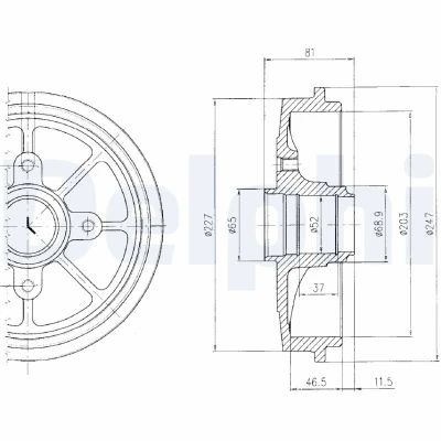 Bilde av DELPHI BF393 Bremsetrommel uten ABS sensorring, hjullager 247