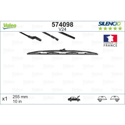 Bilde av Vindusvisker Valeo 574098 255mm foran Bøyleviskeblad feste m/haker CITROËN: 2CV Sedan