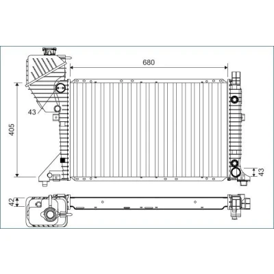 Bilde av VALEO 701163 Radiator Aluminium 406 680 42 uten kjølemiddelregulator Kjøleribber loddet MERCEDES BENZ: Sprinter 3 T Minibuss, 2 Van