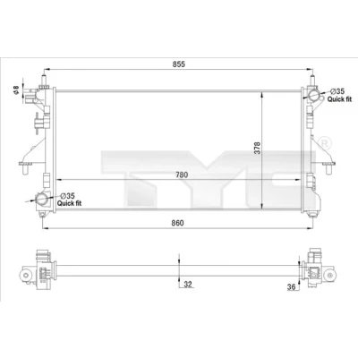 Bilde av TYC 709 0028 R Radiator 780 378 34 Manuel girkasse Kjøleribber satt sammen mekanisk FIAT: Ducato III Flatvogn lastebil / Chassis