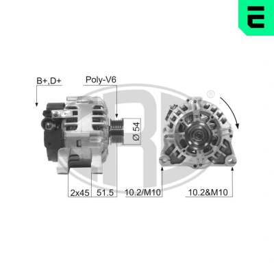 Bilde av ERA 210016A Dynamo 14V 90A PEUGEOT: 307 SW, Partner I Van, Boxer CITROËN: C5 III Stasjonsvogn, Berlingo / First I, Hatchback