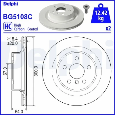 Bilde av Bremseskive DELPHI BG5108C