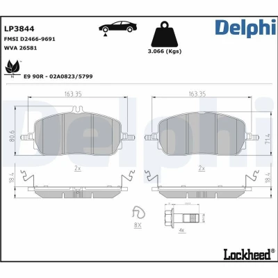 Bilde av Bremseklosser sett DELPHI LP3844