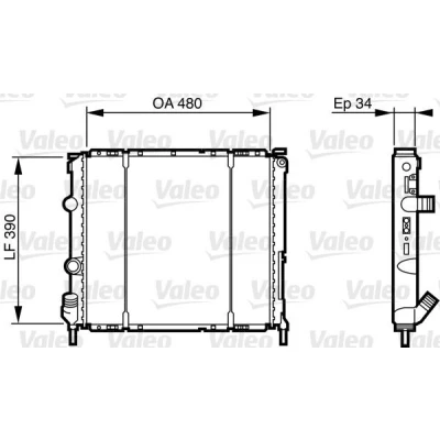 Bilde av VALEO 732474 Radiator Aluminium 480 390 34 Kjøleribber satt sammen mekanisk RENAULT: Kangoo I
