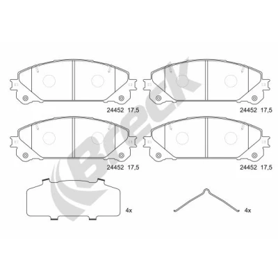 Bilde av BRECK 24452 00 551 Bremseklosser ikke klargjort for slitasjeindikator med antihyle blikk tilbehør LEXUS: RX III, NX, IV, TOYOTA: RAV4 V