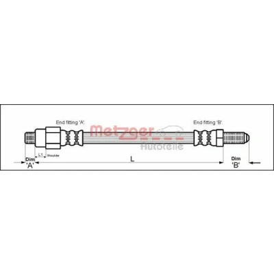 Bilde av METZGER 4113239 Bremseslange 355 M3/8 x 24