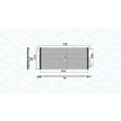 Bilde av MAGNETI MARELLI 350203807000 Kondensator med tørker 670x288x16 288 670 16 OPEL: Mokka / X