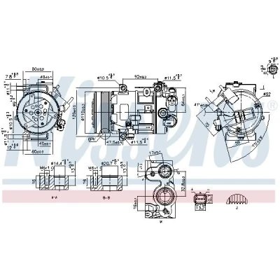 Bilde av NISSENS 890420 Kompressor SD6C12 12 PAG 46 R 134a PEUGEOT: 508 I SW