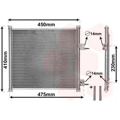 Bilde av VAN WEZEL 18005262 Kondensator uten tørker 14 Aluminium 400