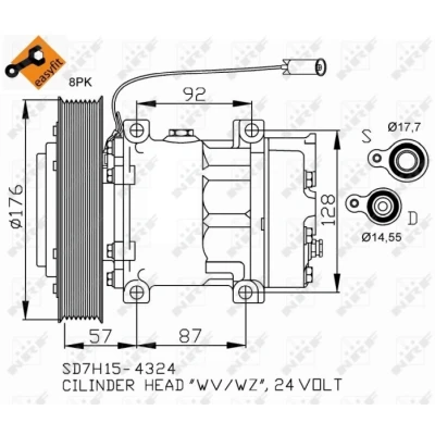 Bilde av NRF 32700 Kompressor SD7H15 24 PAG 46 med kompressorlje, tetningsring EASY FIT