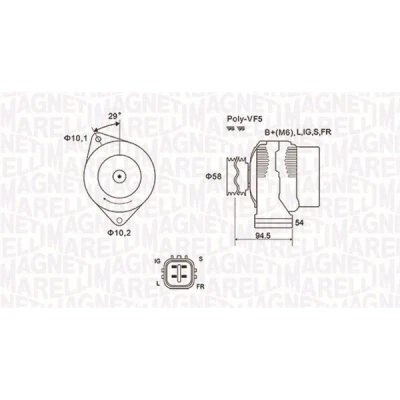 Bilde av MAGNETI MARELLI 063731721010 Dynamo 12V 130A TOYOTA: RAV4 II SUV, Corolla IX Hatchback, Previa / Estima