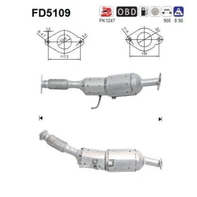 Bilde av AS FD5109 Partikkelfilter Euro 5 Cordierit NISSAN: Qashqai / Qashqai+2 I