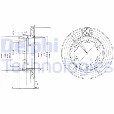 Bilde av DELPHI BG3399 Bremseskiver 285 22 6 ventilert oljet ubehandlet uten hjullager, ABS sensorring