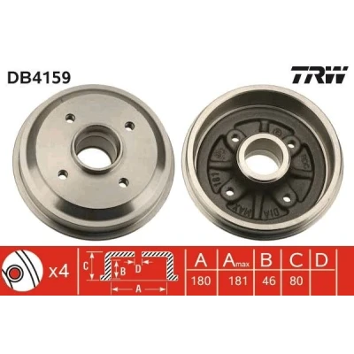 Bilde av TRW DB4159 Bremsetrommel PEUGEOT: 206 Hatchback