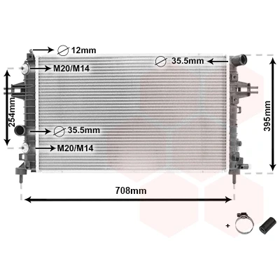 Bilde av VAN WEZEL 37002362 Radiator Aluminium 600 370 17 med tilbehør, oljekjøler Kjøleribber loddet OPEL: Astra H Caravan, GTC