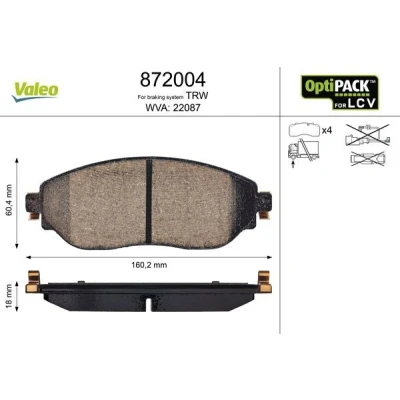 Bilde av VALEO 872004 Bremseklosser framaksel ekskl. slitasjevarselkontakt med sikringsskruesett, for vanskelige bruksforhold OPEL: Vivaro B Van